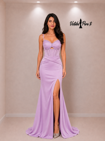 Vestido Largo de Fiesta Talla S — Lavanda — Entrega Inmediata