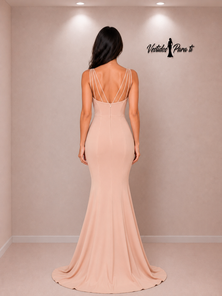 Vestido de Fiesta Talla XS — Beige — Entrega Inmediata