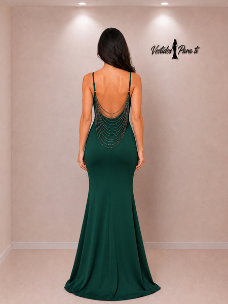 Vestido Largo de Fiesta Talla M — Verde— Entrega Inmediata