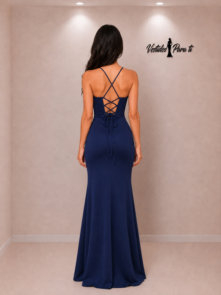 Vestido Largo de Fiesta Talla S-M — Azul — Entrega Inmediata