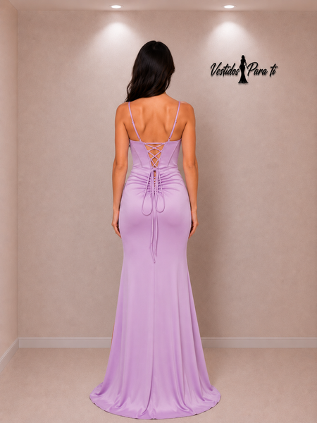 Vestido Largo de Fiesta Talla S — Lavanda — Entrega Inmediata