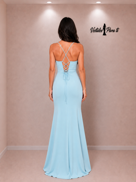 Vestido Largo de Fiesta Talla S — Celeste — Entrega Inmediata