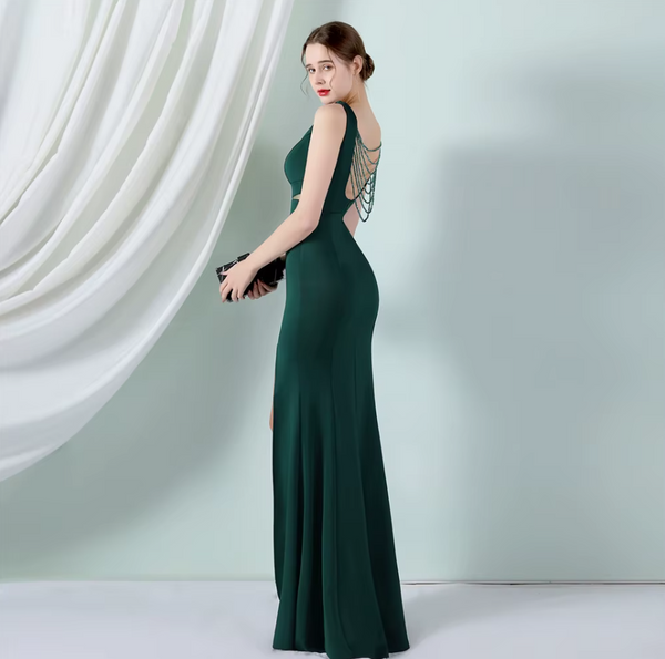 Vestido Largo de Fiesta Talla S — Verde— Entrega Inmediata