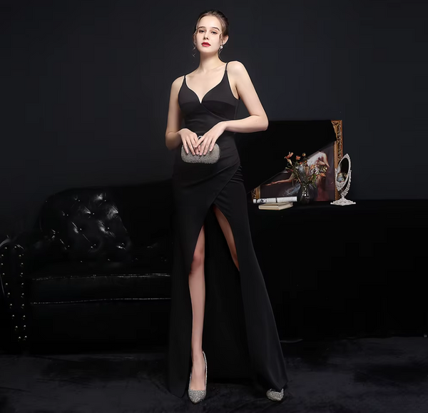 Vestido Largo de Fiesta Talla L — Negro — Entrega Inmediata