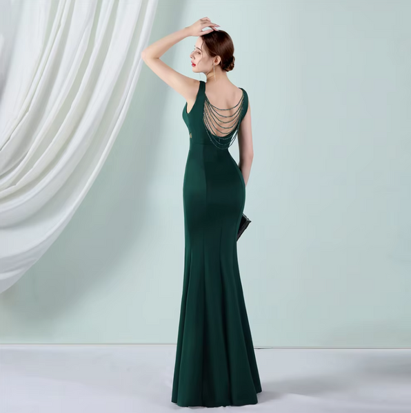 Vestido Largo de Fiesta Talla L — Verde— Entrega Inmediata