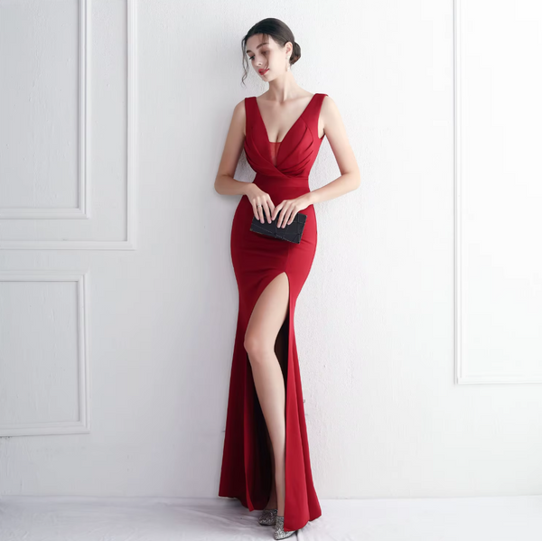 Vestido Largo de Fiesta Talla XXXL — Burdeo— Entrega Inmediata