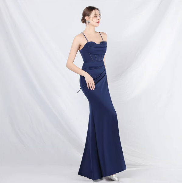 Vestido Largo de Fiesta Talla L — Azul — Entrega Inmediata