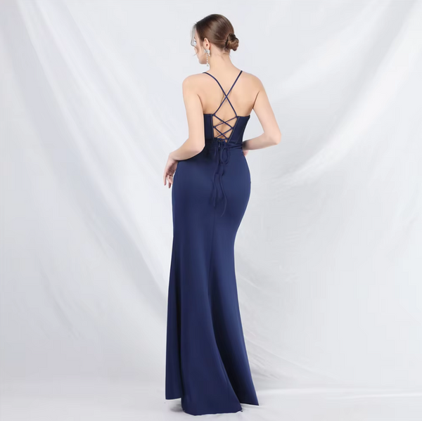 Vestido Largo de Fiesta Talla L — Azul — Entrega Inmediata