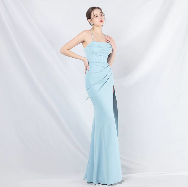 Vestido Largo de Fiesta Talla S — Celeste — Entrega Inmediata