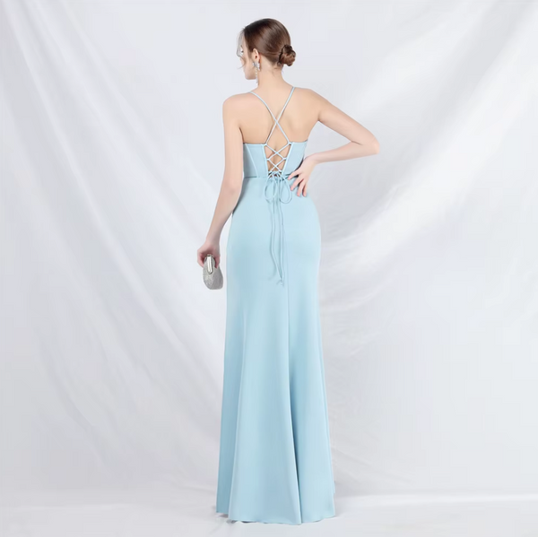 Vestido Largo de Fiesta Talla S — Celeste — Entrega Inmediata