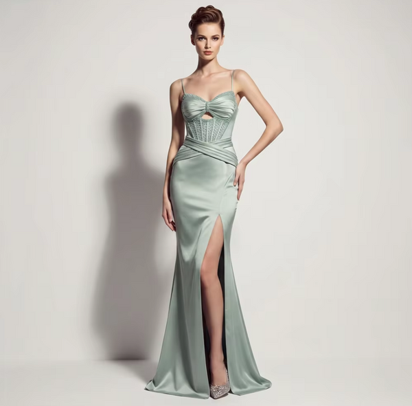 Vestido Largo de Fiesta Talla XS — Lago Verde — Entrega Inmediata