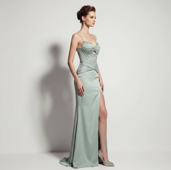 Vestido Largo de Fiesta Talla XS — Lago Verde — Entrega Inmediata