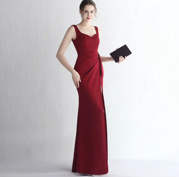 Vestido Largo de Fiesta Talla L — Burdeo — Entrega Inmediata