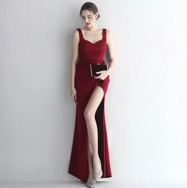 Vestido Largo de Fiesta Talla L — Burdeo — Entrega Inmediata