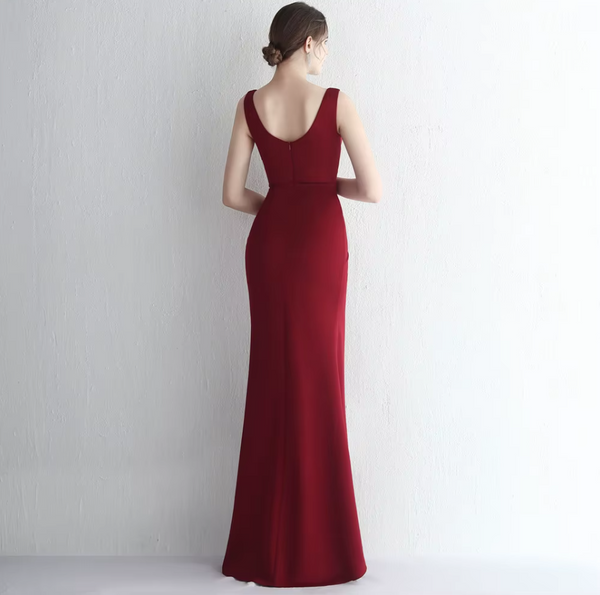 Vestido Largo de Fiesta Talla L — Burdeo — Entrega Inmediata