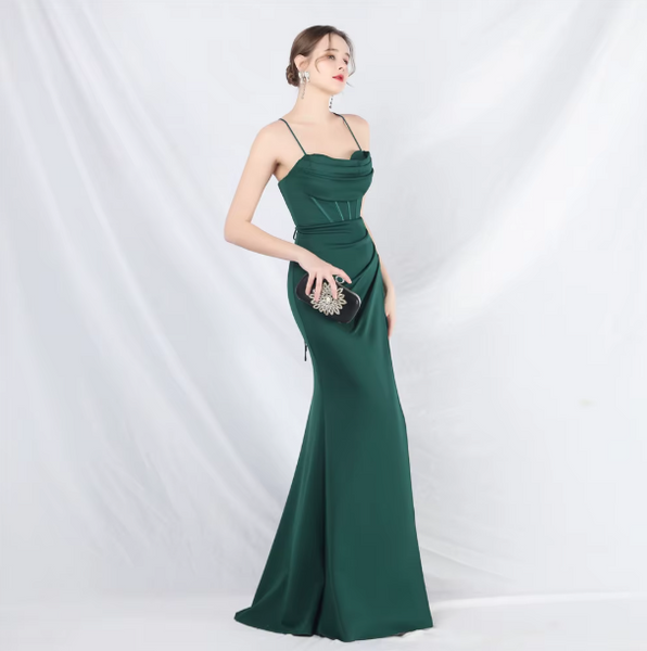 Vestido Largo de Fiesta Talla S — Verde— Entrega Inmediata