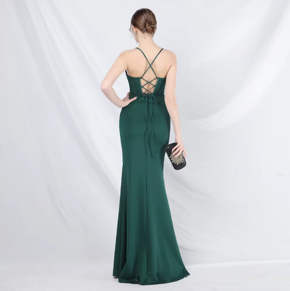 Vestido Largo de Fiesta Talla S — Verde— Entrega Inmediata