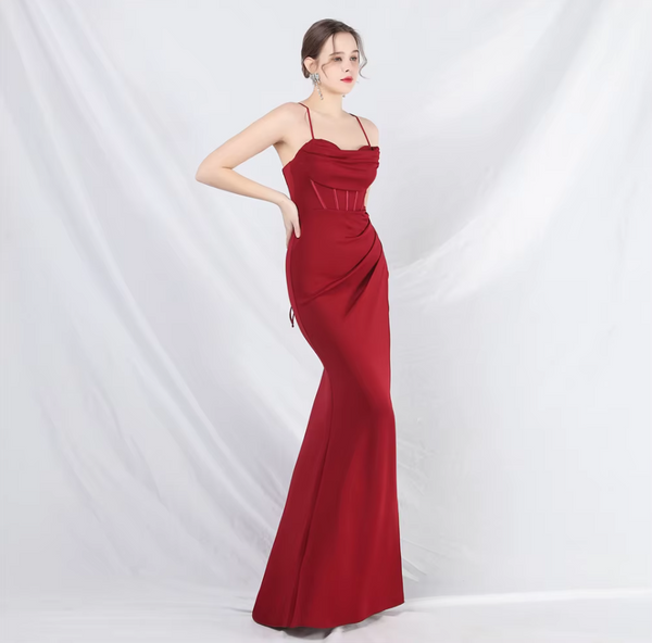 Vestido Largo de Fiesta Talla XS — Burdeo— Entrega Inmediata