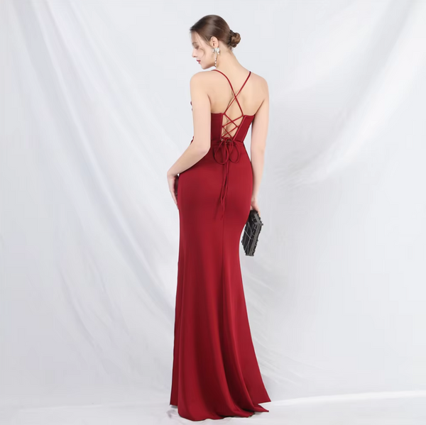 Vestido Largo de Fiesta Talla XS — Burdeo— Entrega Inmediata