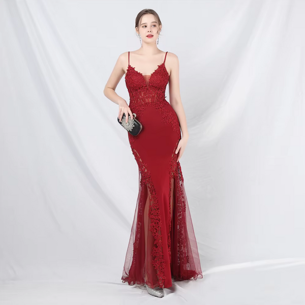 Vestido Largo de Fiesta Talla S-M — Burdeo— Entrega Inmediata