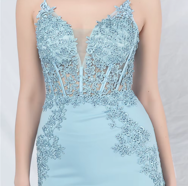 Vestido Largo de Fiesta Talla S — Celeste— Entrega Inmediata