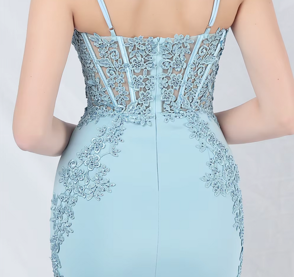 Vestido Largo de Fiesta Talla S — Celeste— Entrega Inmediata