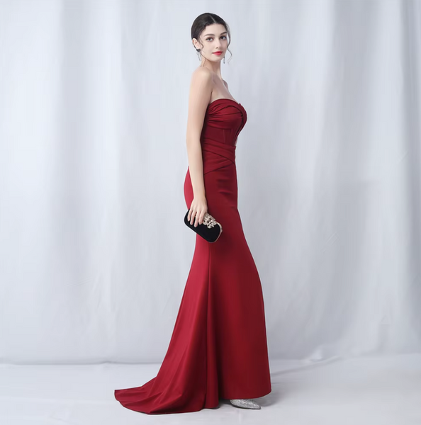 Vestido Largo de Fiesta Talla XS — Burdeo— Entrega Inmediata