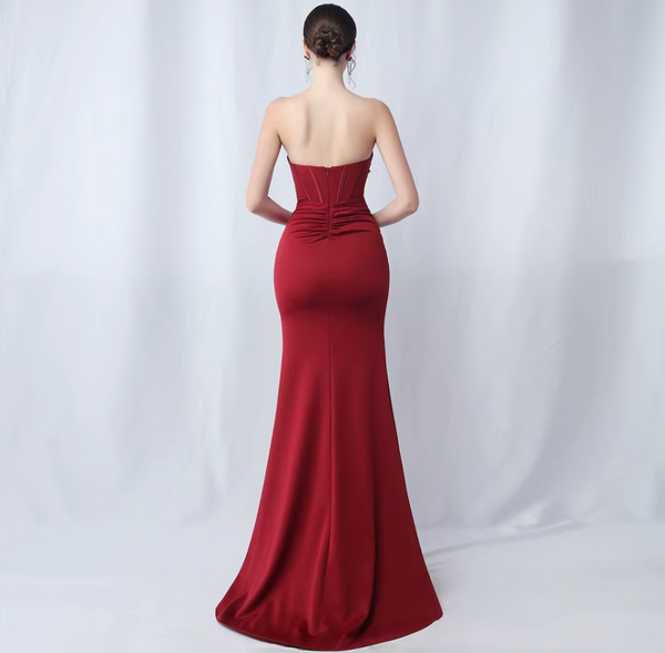 Vestido Largo de Fiesta Talla XS — Burdeo— Entrega Inmediata