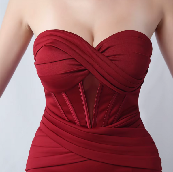 Vestido Largo de Fiesta Talla XS — Burdeo— Entrega Inmediata