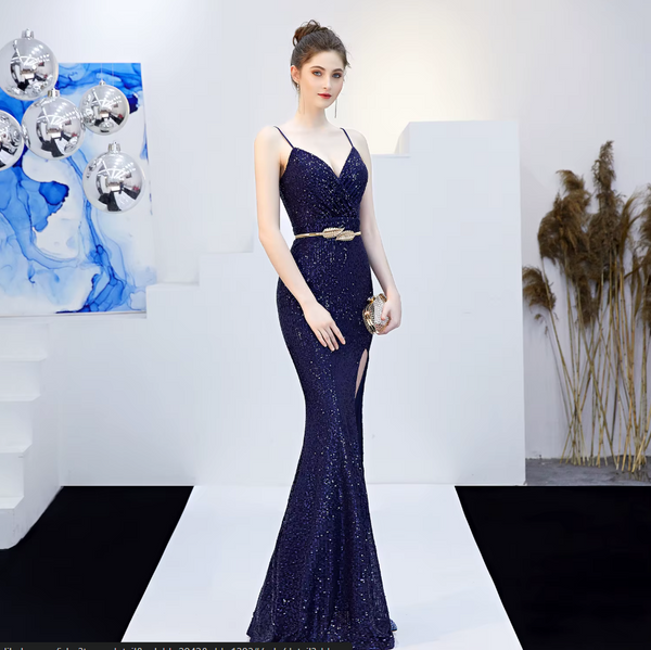 Vestido de Fiesta Talla S-M — Azul Marino — Entrega Inmediata