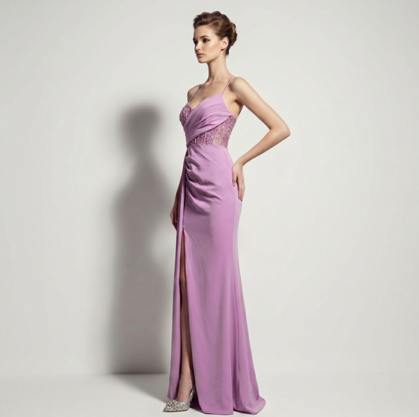Vestido Largo de Fiesta Talla XL — Lavanda — Entrega Inmediata