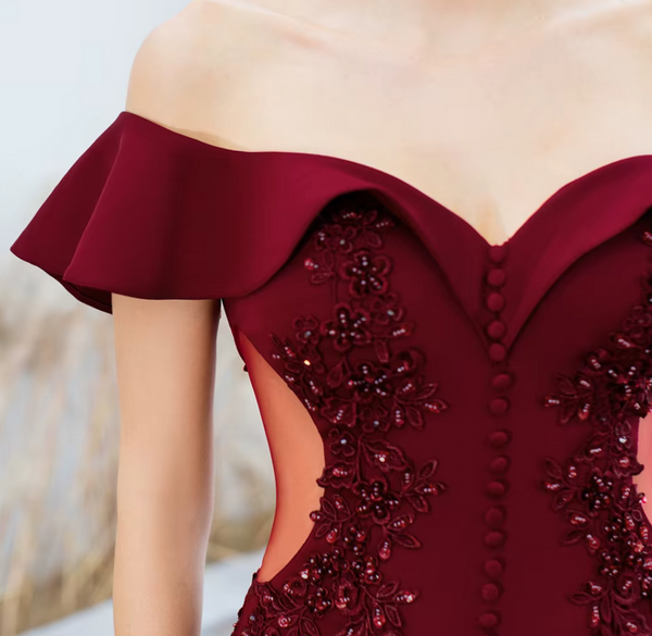 Vestido de Fiesta Talla XS — Burdeo — Entrega Inmediata