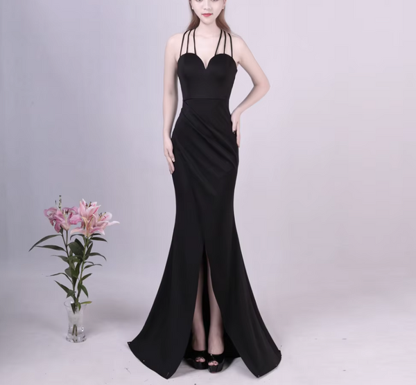 Vestido Largo de Fiesta Talla S-M — Negro — Entrega Inmediata