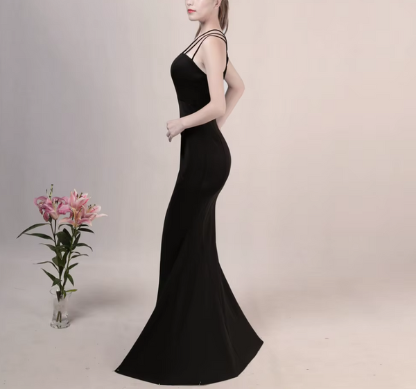 Vestido Largo de Fiesta Talla S-M — Negro — Entrega Inmediata