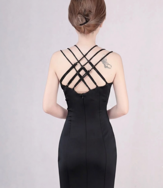 Vestido Largo de Fiesta Talla S-M — Negro — Entrega Inmediata