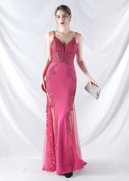 Vestido Largo de Fiesta Talla XS —Fucsia — Entrega Inmediata