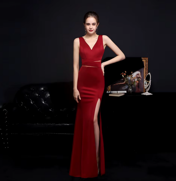 Vestido Largo de Fiesta Talla S — Burdeo— Entrega Inmediata
