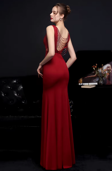 Vestido Largo de Fiesta Talla S — Burdeo— Entrega Inmediata