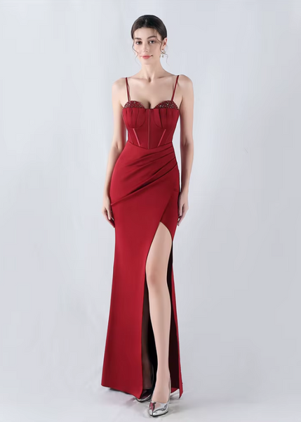 Vestido Largo de Fiesta Talla XS — Burdeo— Entrega Inmediata