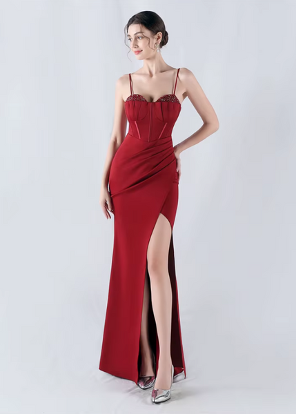 Vestido Largo de Fiesta Talla M — Burdeo— Entrega Inmediata