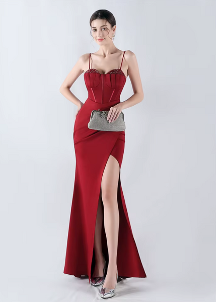 Vestido Largo de Fiesta Talla M — Burdeo— Entrega Inmediata