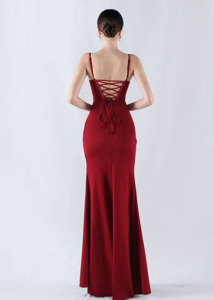 Vestido Largo de Fiesta Talla M — Burdeo— Entrega Inmediata