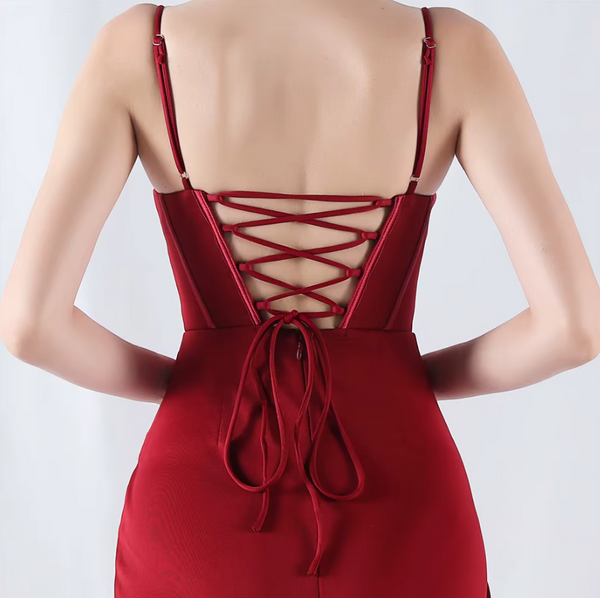 Vestido Largo de Fiesta Talla XS — Burdeo— Entrega Inmediata