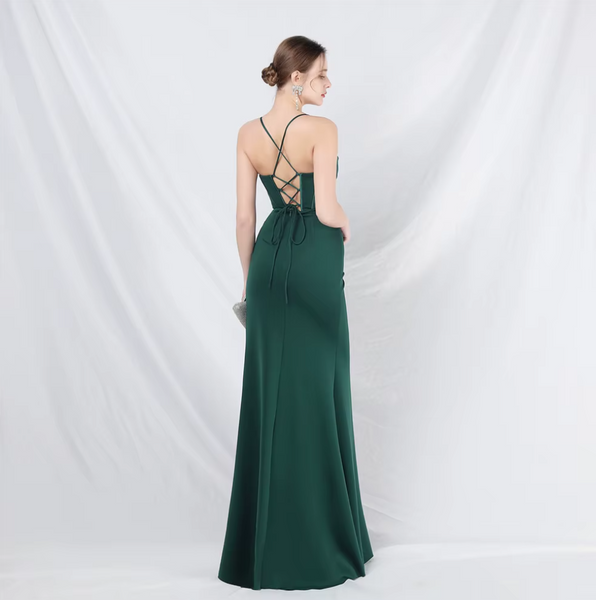 Vestido Largo de Fiesta Talla S — Verde— Entrega Inmediata