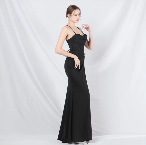 Vestido Largo de Fiesta Talla S — Negro— Entrega Inmediata