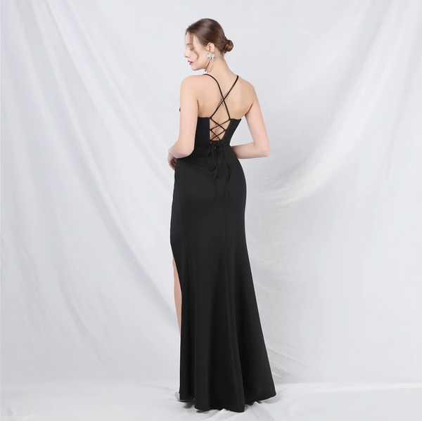 Vestido Largo de Fiesta Talla S — Negro— Entrega Inmediata