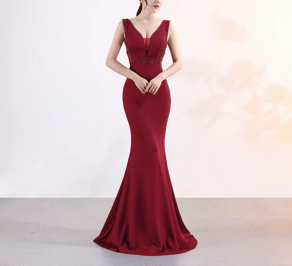 Vestido de Fiesta Talla S-M — Burdeo — Entrega Inmediata