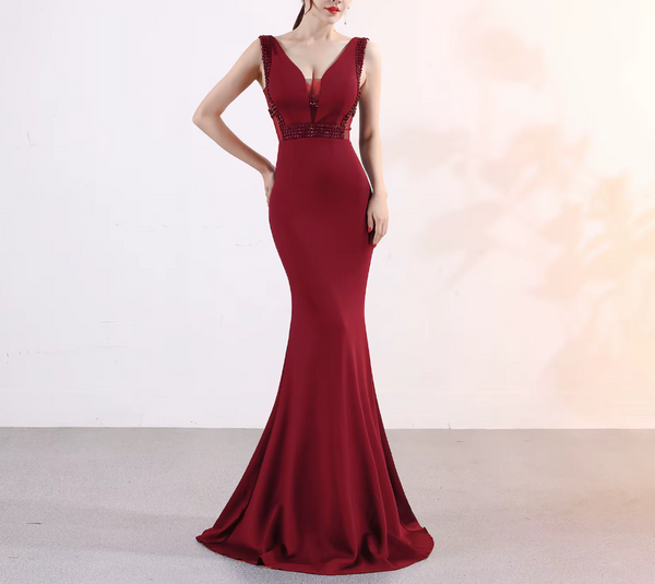 Vestido de Fiesta Talla S-M — Burdeo — Entrega Inmediata