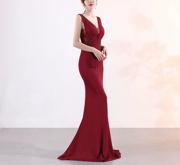 Vestido de Fiesta Talla S-M — Burdeo — Entrega Inmediata