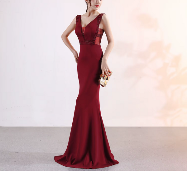 Vestido de Fiesta Talla S-M — Burdeo — Entrega Inmediata